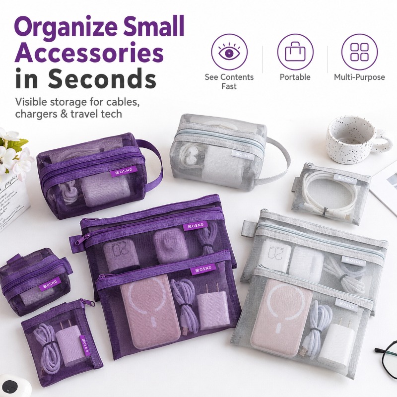 Tech Woven Accessories - Kit com 6 Bolsas Organizadoras Portáteis