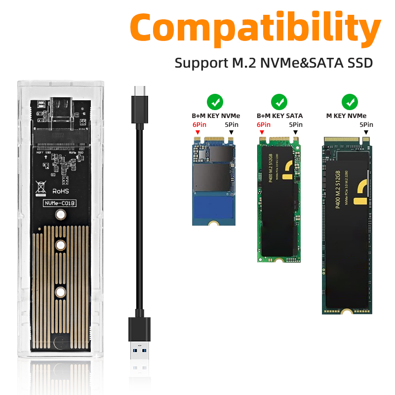 Portable Ssd Enclosure - M.2 nvme pcie ngff sata protocolo