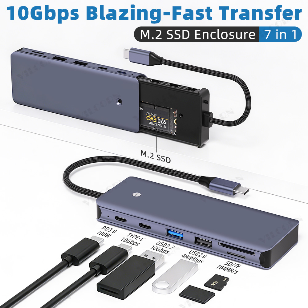 Portable Ssd Enclosure - Hub USB C 7 em 1