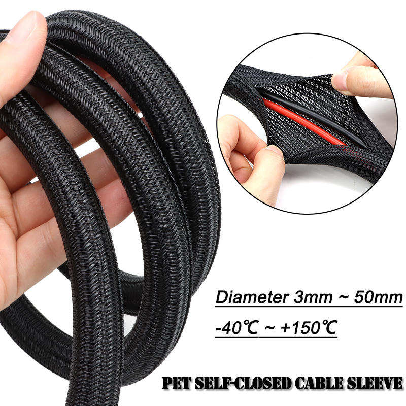 Cable Sleeve Neoprene - Capa de Cabo Trançada PET Preta