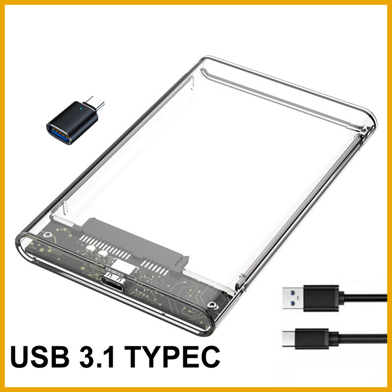 Portable Ssd Enclosure - Capa Transparente para HDD, Caixa Externa