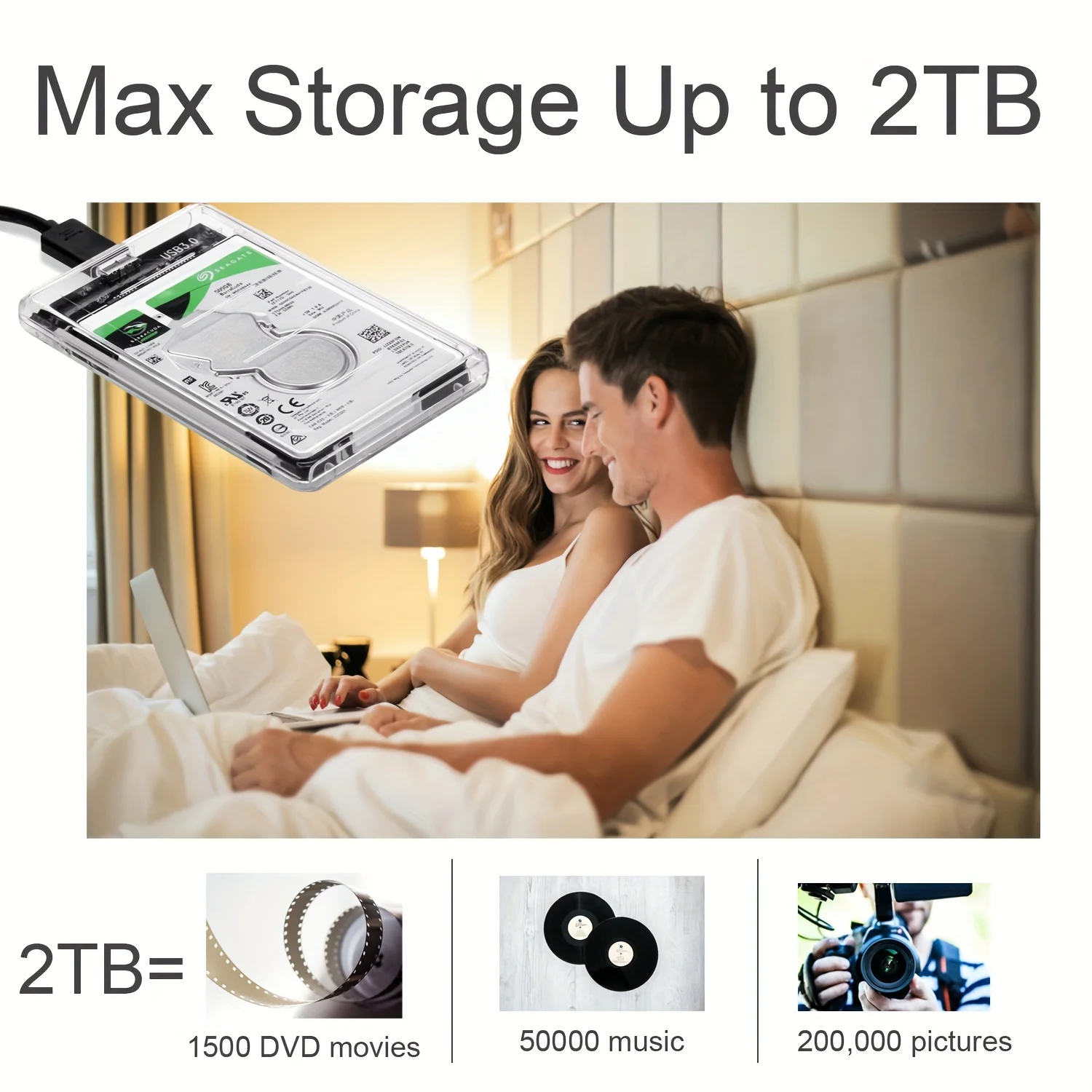 Portable Ssd Enclosure - Caixa Transparente para HDD de 2,5